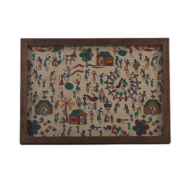Wooden Tray (Warli Art Print) (2)