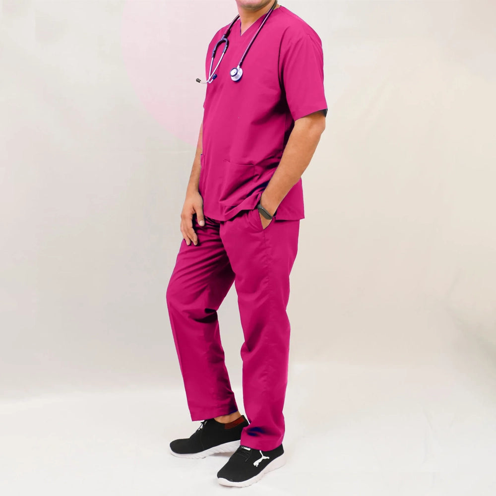 AI-Superior Scrub Suit (Poly-Cotton Fabric)-Pink-3
