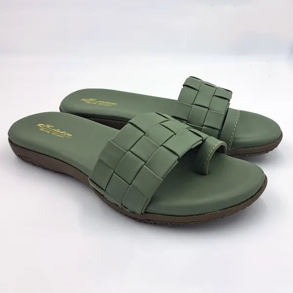 Vank Fashion Women Flat Sandals Casual Slip-On Flats For Ladies Stylish, Trendy And Comfortable Footwear For Everyday Wear (Color Green, Black, Tan) (Pack of 5 Pairs)