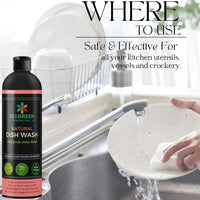 BeeGreen Eco-Friendly &amp; Biodegradable Natural Dish Wash Liquid Soap- 500ml (Pack of 6)
