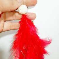 The Trend City Round shape White Beads Feather Earrings (Pack Of 5 Sets)