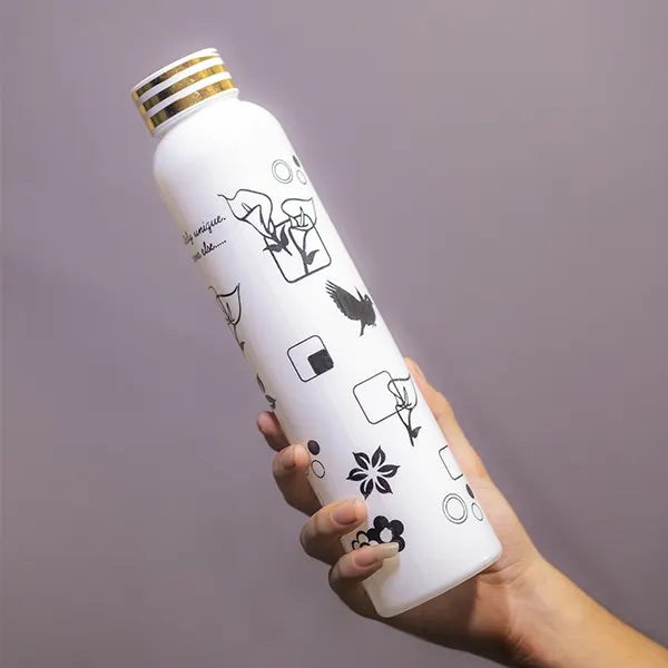 GC-fridge bottle Crystal Clear White printed Water Bottle 1 litre 4-1 ( (3)