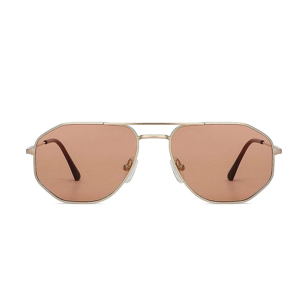 Gold Brown Aviator UV Protected Sunglasses-2