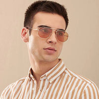 Gold Brown Aviator UV Protected Sunglasses-3