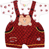 KIDZLIFE Dungarees White Maroon
