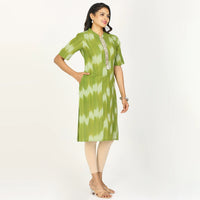 Kansie 100% Pure Cotton Kurta for Work Occasion With Yarn Dyed Ikat Pattern (Pack of 3)
