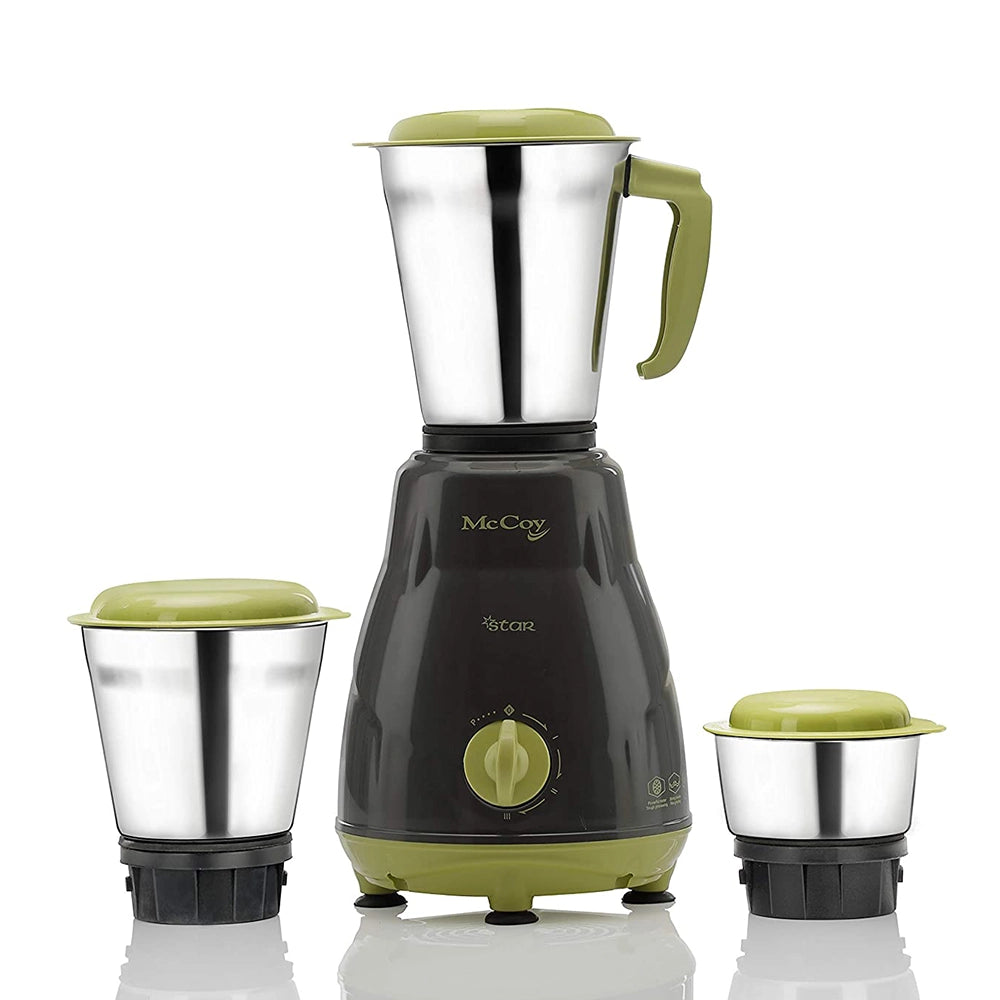 McCoy Star 500-Watt Mixer Grinder 3 Jars / Pack (Grey&amp;Green)
