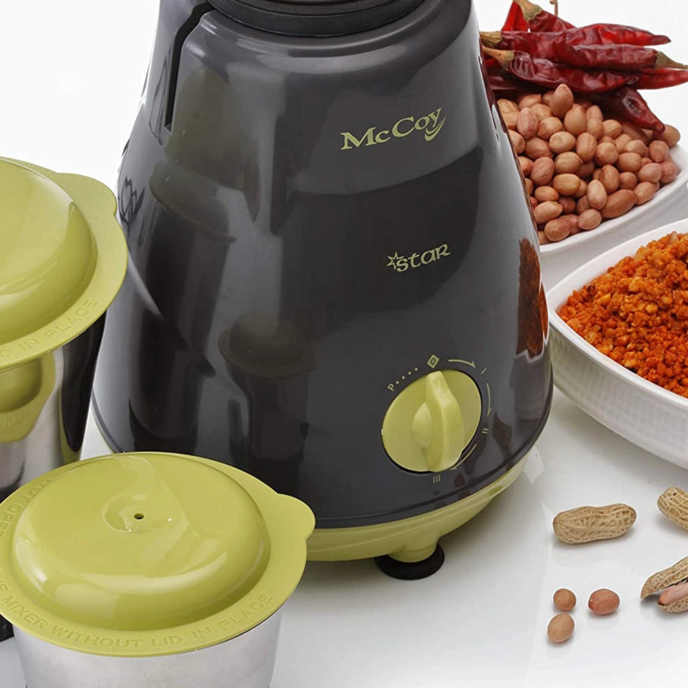 McCoy Star 500-Watt Mixer Grinder 3 Jars / Pack (Grey&amp;Green)