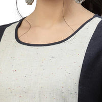 Navy Round Neck Flared Kurta-3
