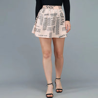 O Madam Crepe Paper Print Fit and Flare Pleated Skirt for Women (Pack of 5)