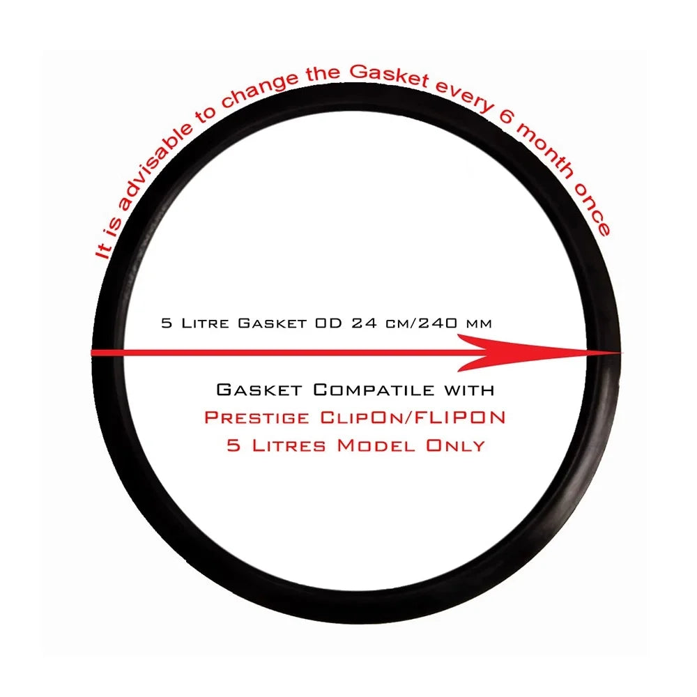 Belt Black Gasket Compatible For Prestige Svachh 5 Litre Outer Lid Clip On Pressure Cooker / Handi / Steel / Hard Anodized (Pack of 40)