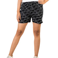 Powermerc Printed Shorts Written Champion all over in shorts-Black-2