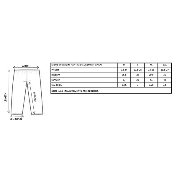 Rider Tex MEN'S PLAIN O.E NIGHT PANT Size Chart