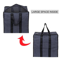 Multipurpose Extra Large Big Heavy Duty Storage Organizer Reusable Canvas Shopper Bag with Strong Handles and Base with Covers Zip (Pack of 10, Navy)