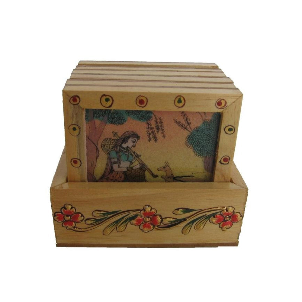 Unique Coaster Set With Gemstone Painting
