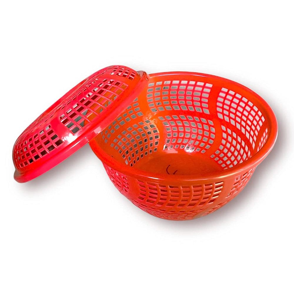 Fruit and Vegetable Storage Basket with Net Cover, Plastic Fruit Basket, Plastic Vegetable Basket (Pack of 50)