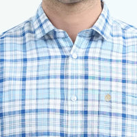 WEAR BY PNP GROUP Men Slim Fit Checkered Casual Shirt-Blue-4